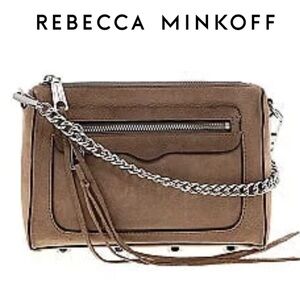 REBECCA MINKOFF LEATHER SHOULDER BAG CROSSBODY SILVER HARDWARE AND CHAIN